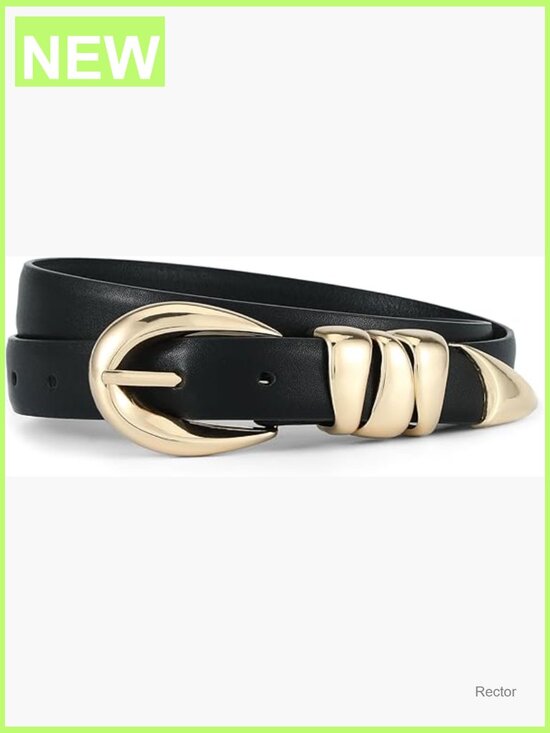 Faux Leather Skinny Belt with Gold Buckle for Jeans & Dresses main image 7